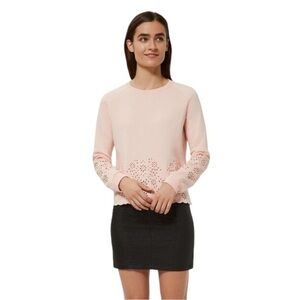 Rebecca Minkoff Morgan Scalloped Eyelet Pullover Sweatshirt in Light Pink